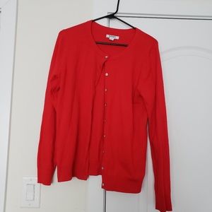 Red cardigan